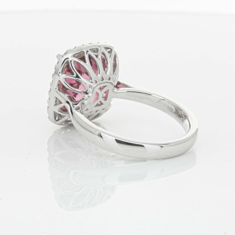 18ct White Gold 5.64ct Pink Tourmaline & Diamond Fleur Ring-Ring-Walker & Hall