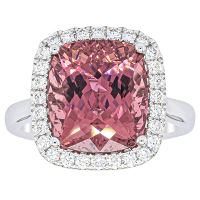 18ct White Gold 5.64ct Pink Tourmaline & Diamond Fleur Ring-Ring-Walker & Hall