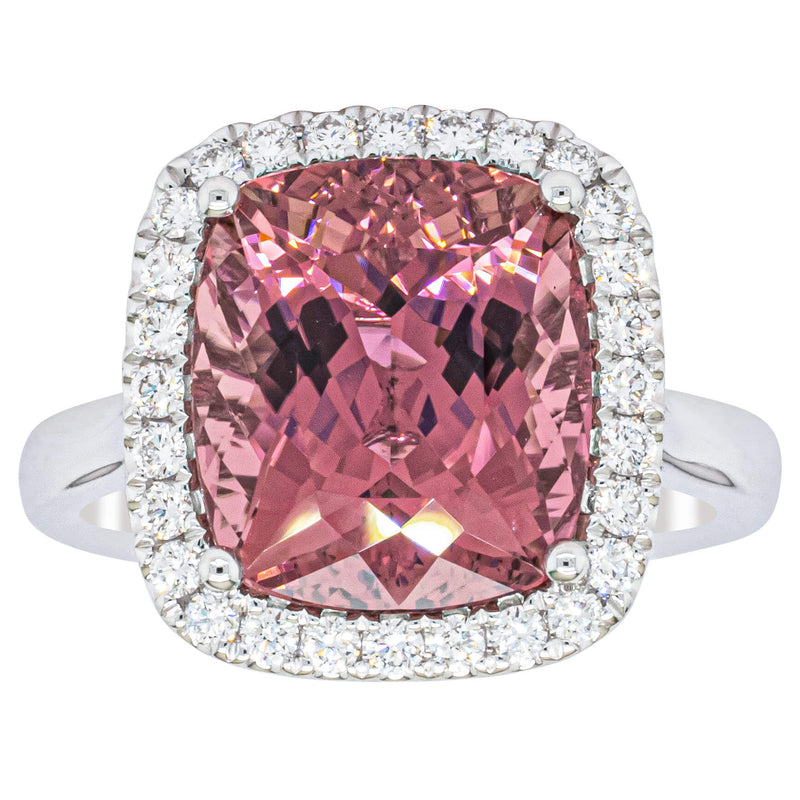 18ct White Gold 5.64ct Pink Tourmaline & Diamond Fleur Ring-Ring-Walker & Hall