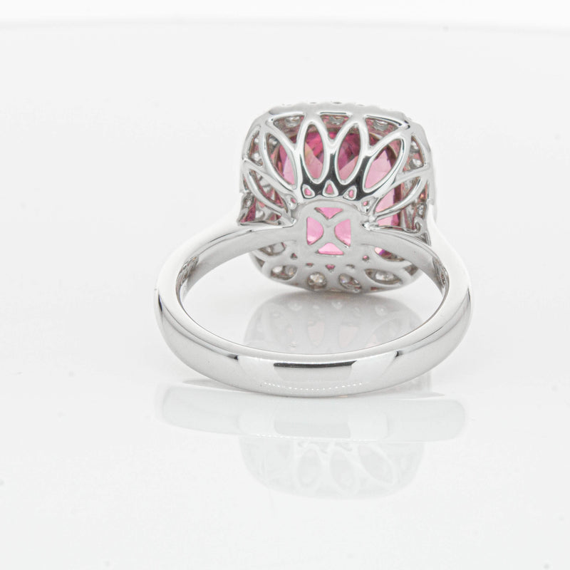 18ct White Gold 5.64ct Pink Tourmaline & Diamond Fleur Ring-Ring-Walker & Hall