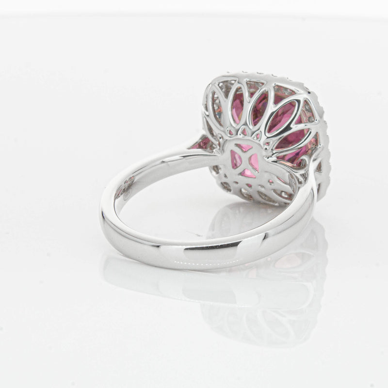 18ct White Gold 5.64ct Pink Tourmaline & Diamond Fleur Ring-Ring-Walker & Hall