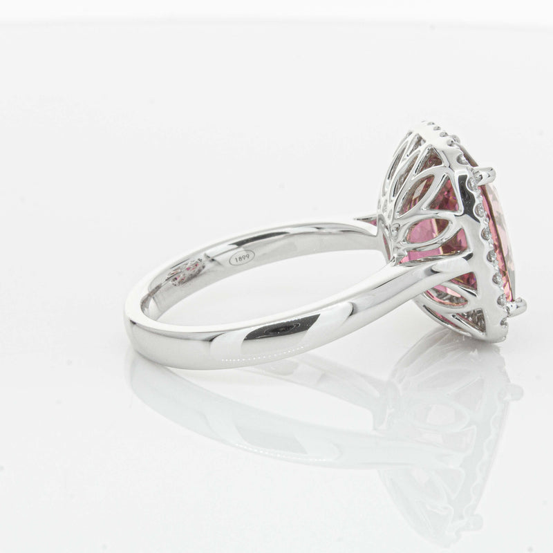 18ct White Gold 5.64ct Pink Tourmaline & Diamond Fleur Ring-Ring-Walker & Hall