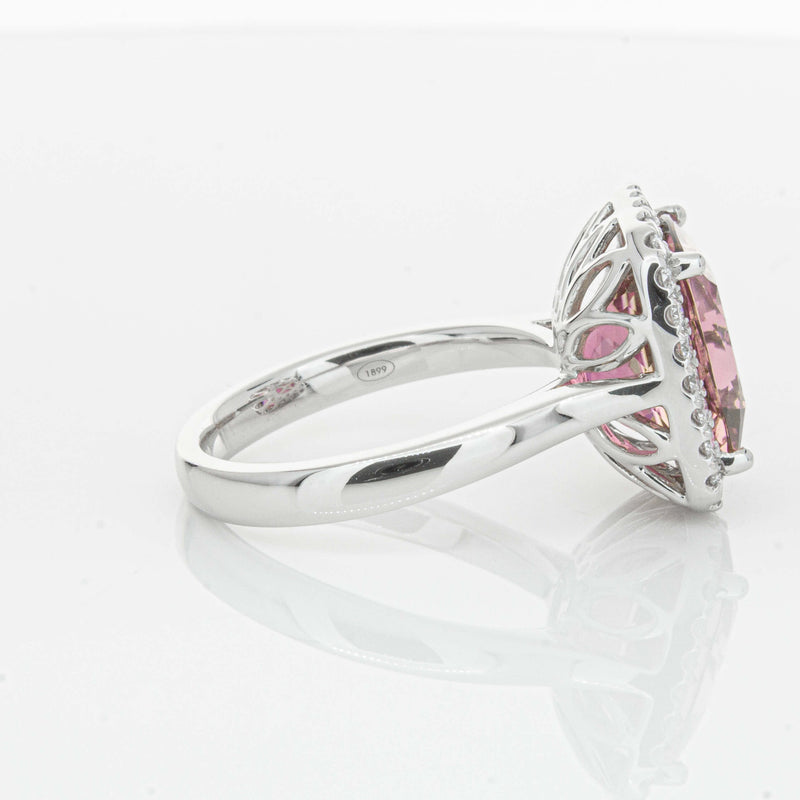 18ct White Gold 5.64ct Pink Tourmaline & Diamond Fleur Ring-Ring-Walker & Hall