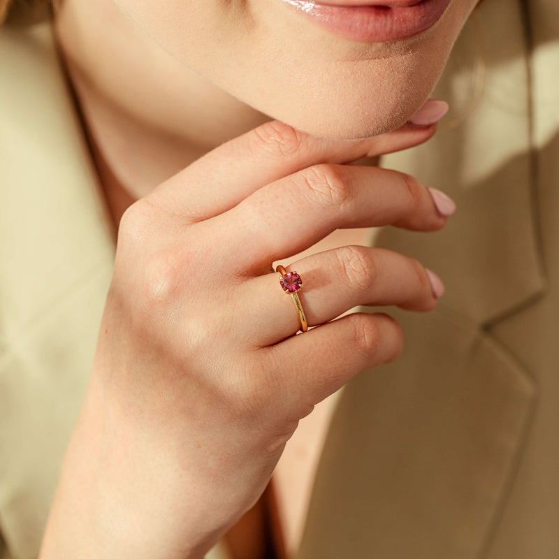 18ct Yellow Gold .90ct Pink Tourmaline Mini Octavia Ring-Ring-Walker & Hall