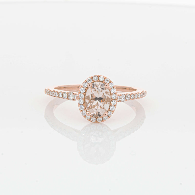 18ct Rose Gold .64ct Morganite & Diamond Mini Sierra Ring-Ring-Walker & Hall