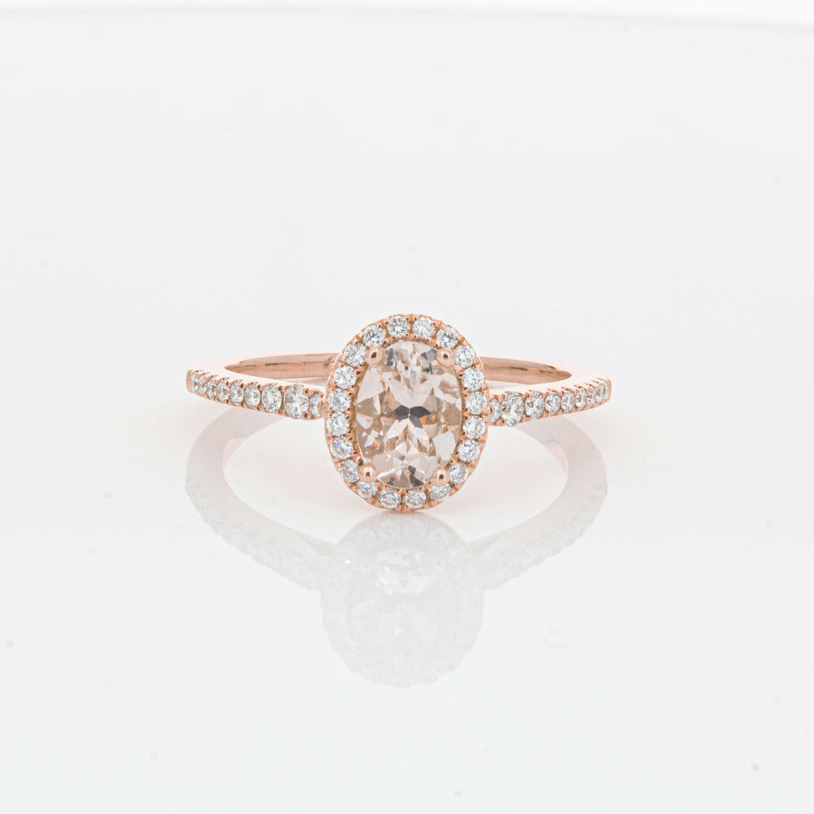 18ct Rose Gold .64ct Morganite & Diamond Mini Sierra Ring-Ring-Walker & Hall