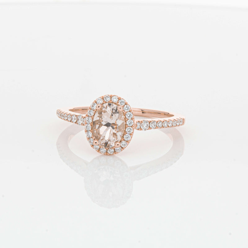 18ct Rose Gold .64ct Morganite & Diamond Mini Sierra Ring-Ring-Walker & Hall