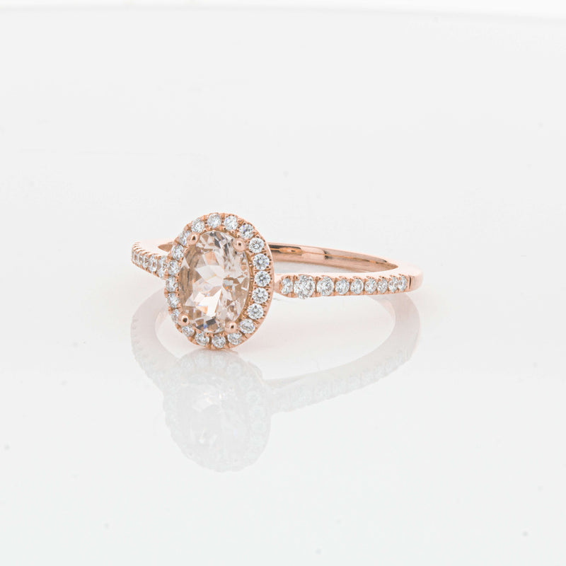 18ct Rose Gold .64ct Morganite & Diamond Mini Sierra Ring-Ring-Walker & Hall
