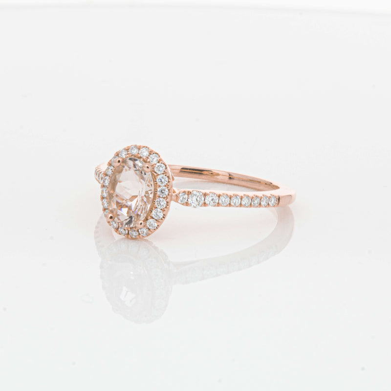 18ct Rose Gold .64ct Morganite & Diamond Mini Sierra Ring-Ring-Walker & Hall