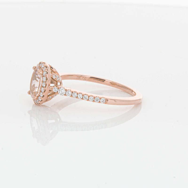 18ct Rose Gold .64ct Morganite & Diamond Mini Sierra Ring-Ring-Walker & Hall