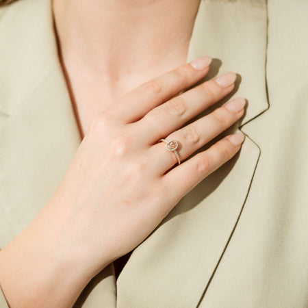 18ct Rose Gold .64ct Morganite & Diamond Mini Sierra Ring-Ring-Walker & Hall