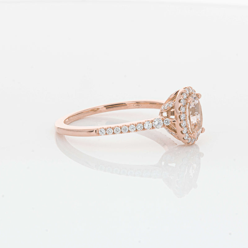 18ct Rose Gold .64ct Morganite & Diamond Mini Sierra Ring-Ring-Walker & Hall