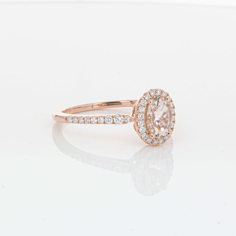 18ct Rose Gold .64ct Morganite & Diamond Mini Sierra Ring-Ring-Walker & Hall