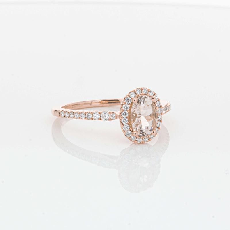 18ct Rose Gold .64ct Morganite & Diamond Mini Sierra Ring-Ring-Walker & Hall