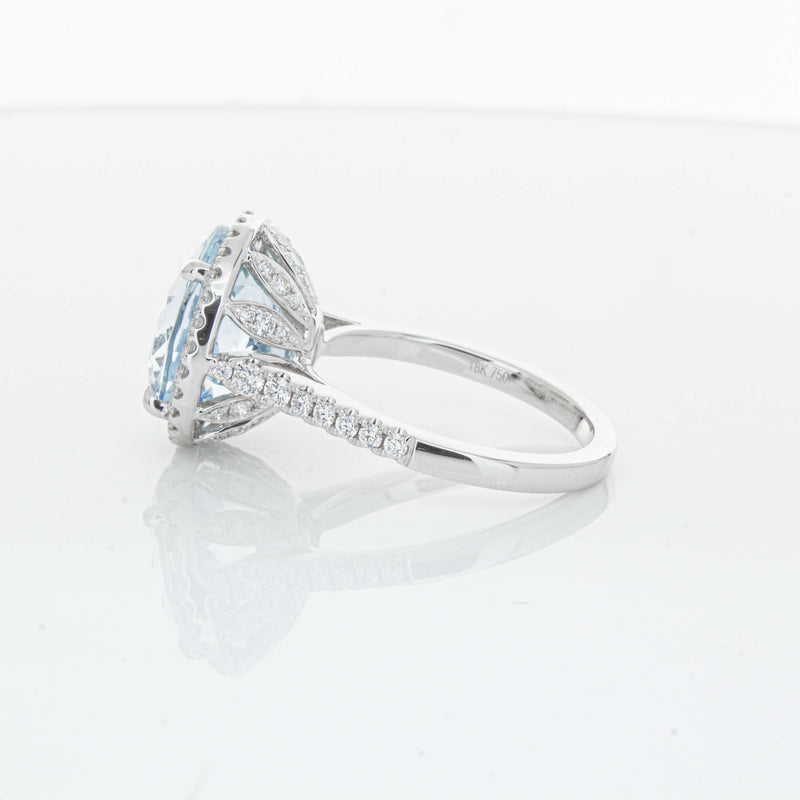 18ct White Gold 6.38ct Aquamarine & Diamond Sierra Ring-Ring-Walker & Hall