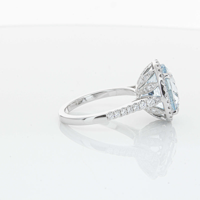 18ct White Gold 6.38ct Aquamarine & Diamond Sierra Ring-Ring-Walker & Hall