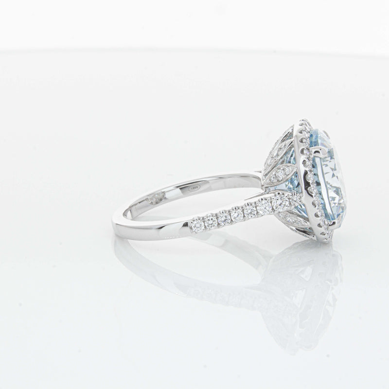 18ct White Gold 6.38ct Aquamarine & Diamond Sierra Ring-Ring-Walker & Hall