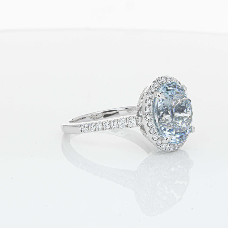 18ct White Gold 6.38ct Aquamarine & Diamond Sierra Ring-Ring-Walker & Hall