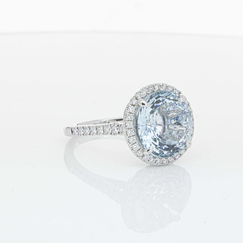 18ct White Gold 6.38ct Aquamarine & Diamond Sierra Ring-Ring-Walker & Hall