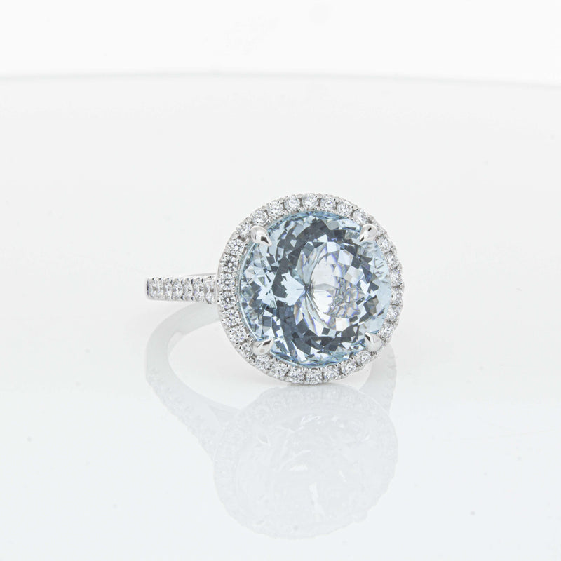 18ct White Gold 6.38ct Aquamarine & Diamond Sierra Ring-Ring-Walker & Hall