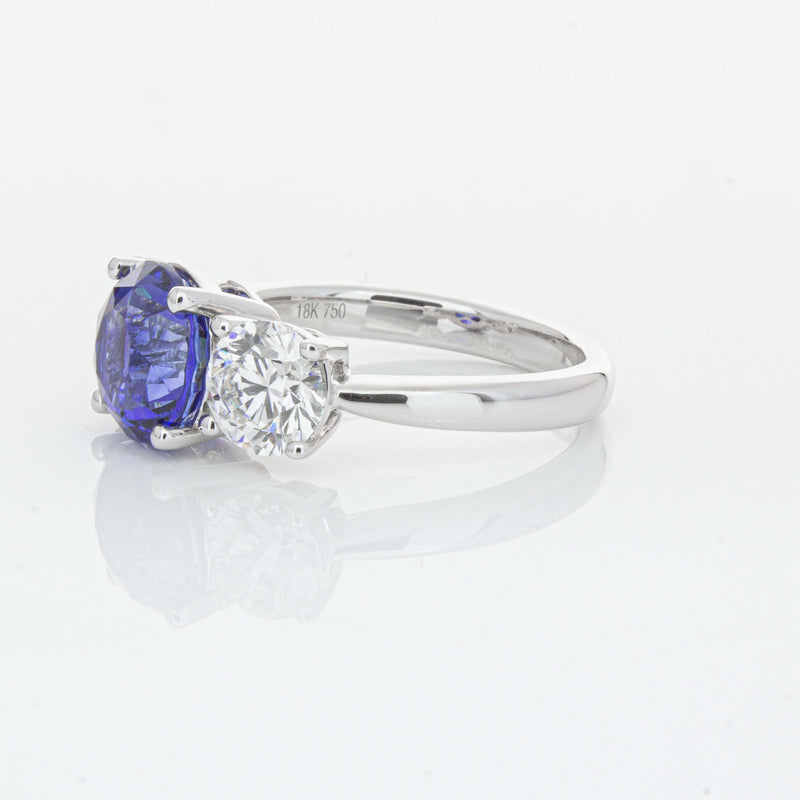 18ct White Gold 3.51ct Sapphire & Diamond Trinity Ring-Ring-Walker & Hall