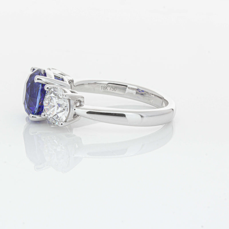 18ct White Gold 3.51ct Sapphire & Diamond Trinity Ring-Ring-Walker & Hall