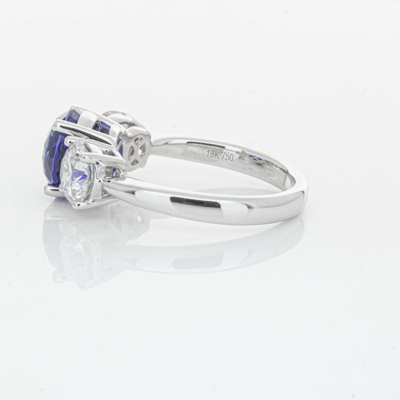 18ct White Gold 3.51ct Sapphire & Diamond Trinity Ring-Ring-Walker & Hall