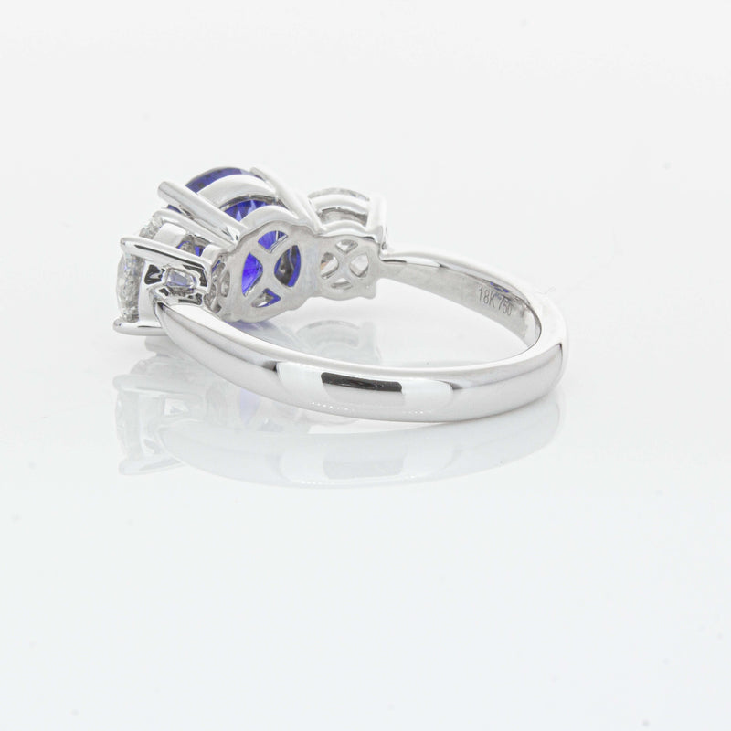 18ct White Gold 3.51ct Sapphire & Diamond Trinity Ring-Ring-Walker & Hall