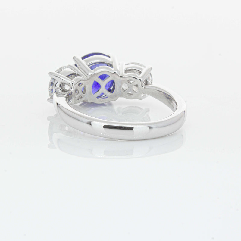 18ct White Gold 3.51ct Sapphire & Diamond Trinity Ring-Ring-Walker & Hall