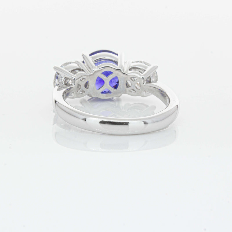 18ct White Gold 3.51ct Sapphire & Diamond Trinity Ring-Ring-Walker & Hall