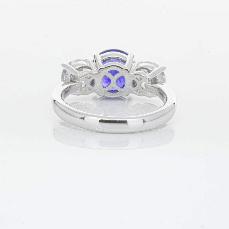 18ct White Gold 3.51ct Sapphire & Diamond Trinity Ring-Ring-Walker & Hall