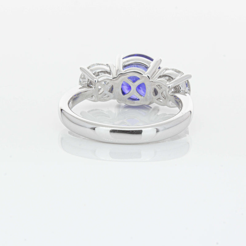 18ct White Gold 3.51ct Sapphire & Diamond Trinity Ring-Ring-Walker & Hall