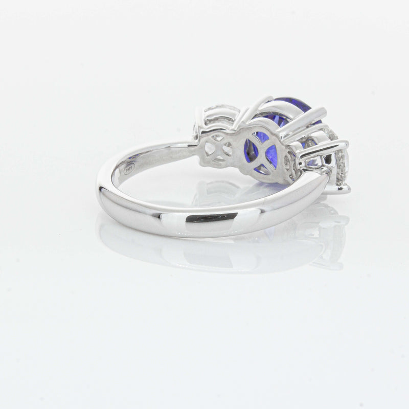 18ct White Gold 3.51ct Sapphire & Diamond Trinity Ring-Ring-Walker & Hall