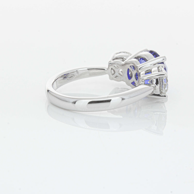 18ct White Gold 3.51ct Sapphire & Diamond Trinity Ring-Ring-Walker & Hall
