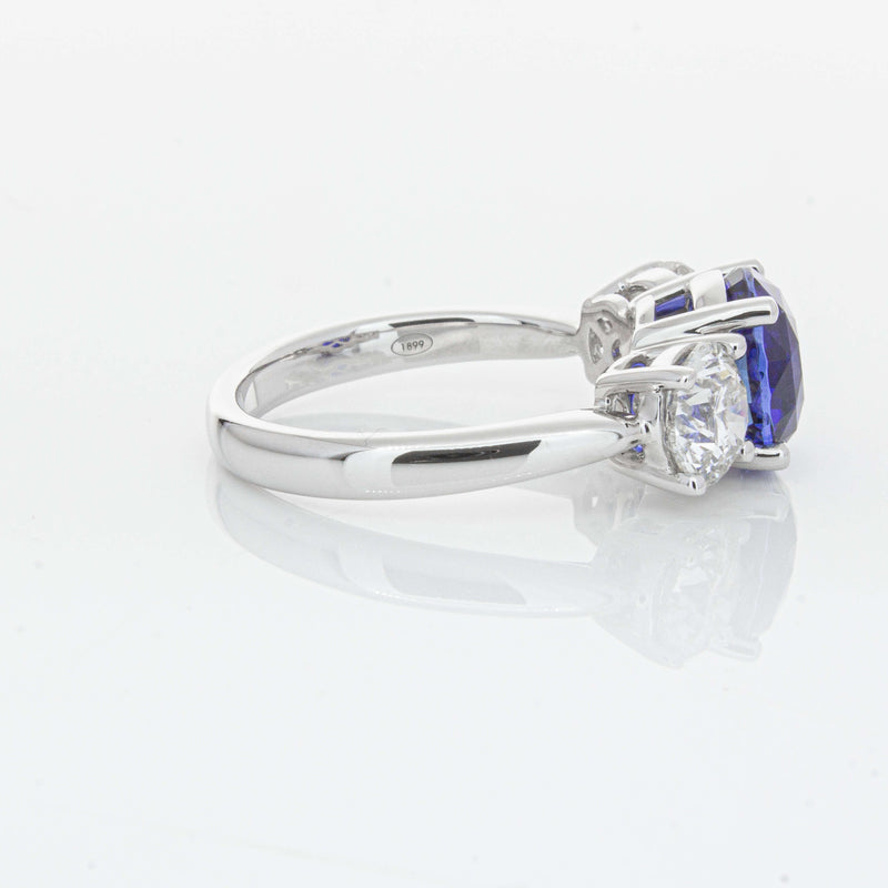 18ct White Gold 3.51ct Sapphire & Diamond Trinity Ring-Ring-Walker & Hall