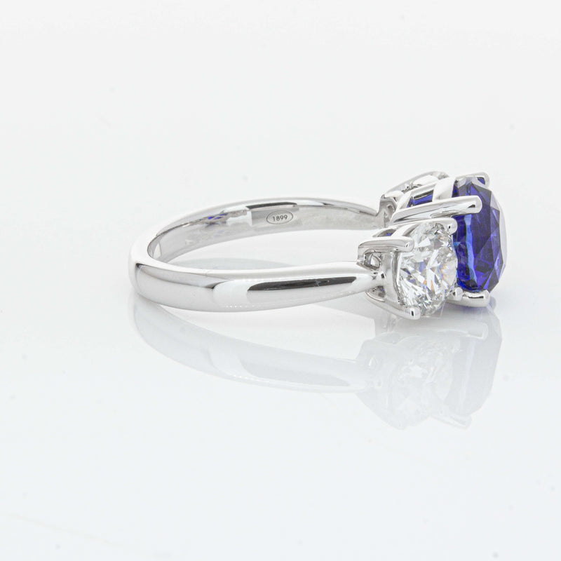 18ct White Gold 3.51ct Sapphire & Diamond Trinity Ring-Ring-Walker & Hall