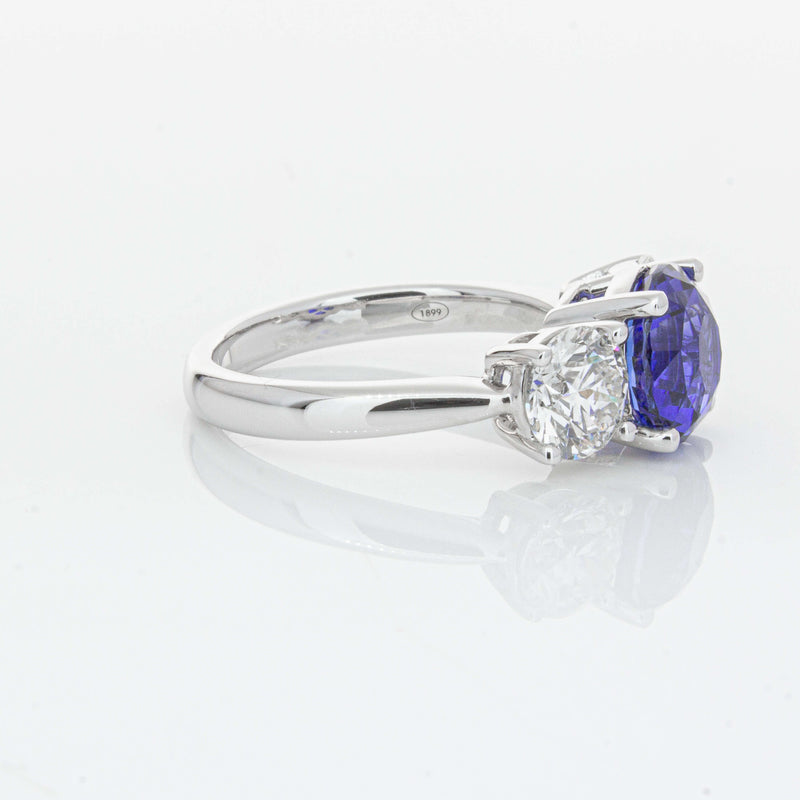18ct White Gold 3.51ct Sapphire & Diamond Trinity Ring-Ring-Walker & Hall
