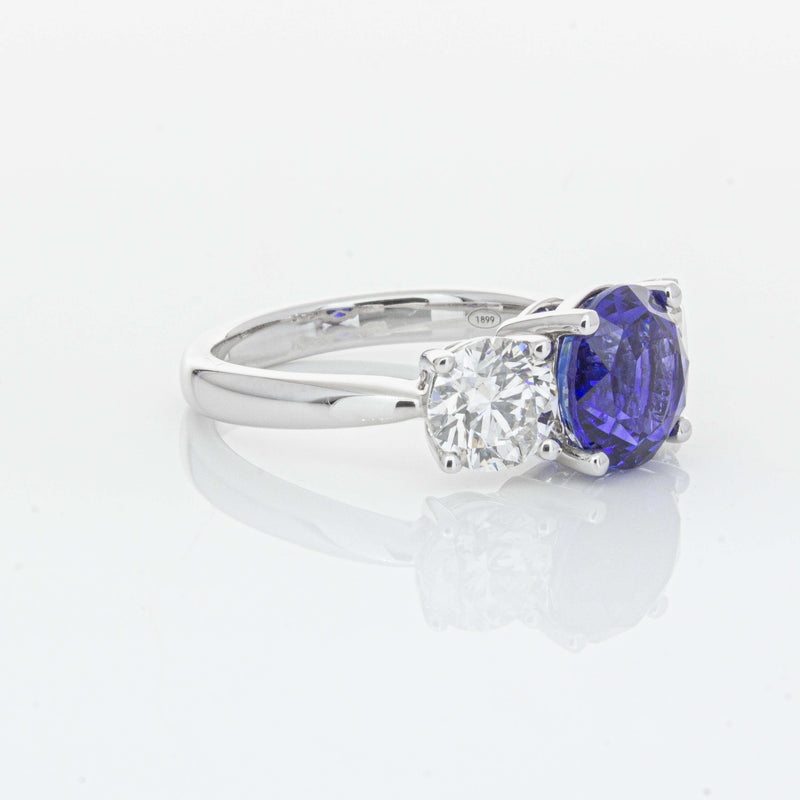 18ct White Gold 3.51ct Sapphire & Diamond Trinity Ring-Ring-Walker & Hall