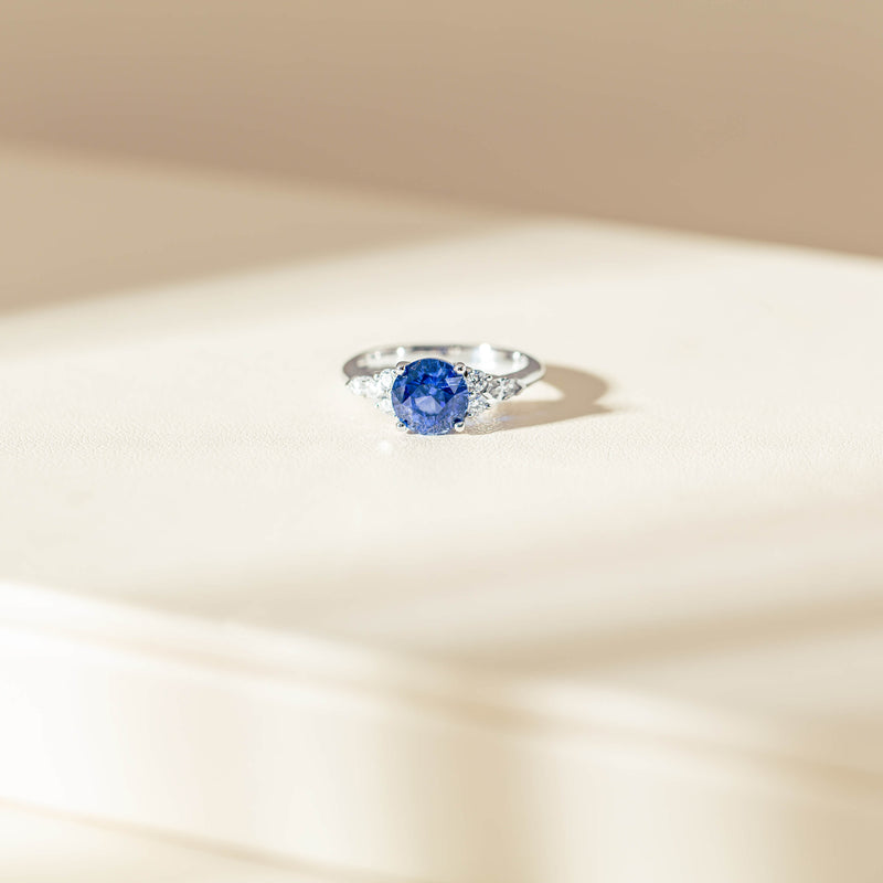 18ct White Gold 3.03ct Sapphire & Diamond Oriana Ring-Ring-Walker & Hall