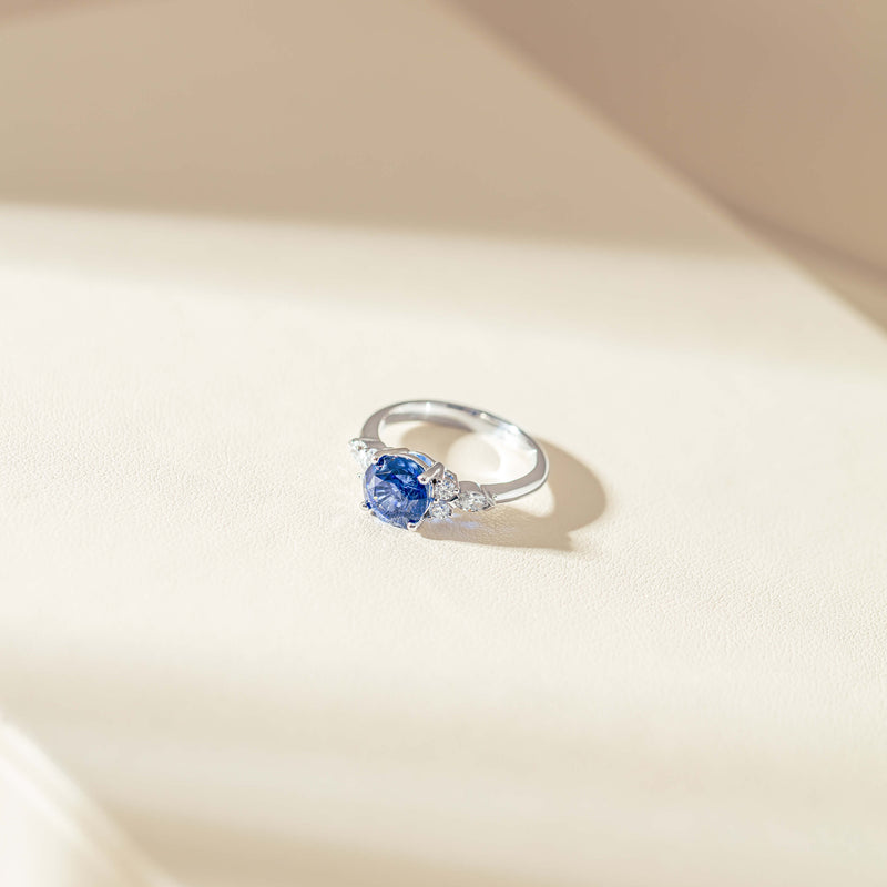 18ct White Gold 3.03ct Sapphire & Diamond Oriana Ring-Ring-Walker & Hall