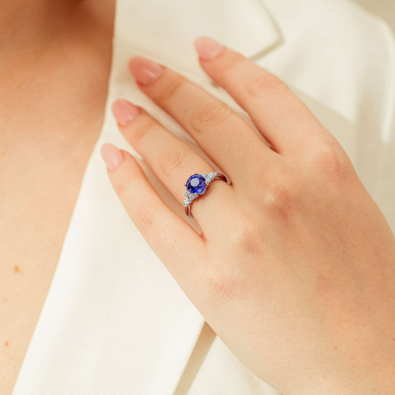 18ct White Gold 3.03ct Sapphire & Diamond Oriana Ring-Ring-Walker & Hall