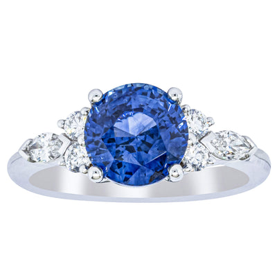 18ct White Gold 3.03ct Sapphire & Diamond Oriana Ring-Ring-Walker & Hall