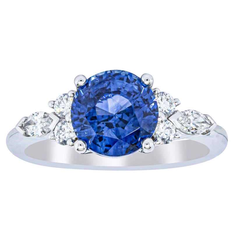 18ct White Gold 3.03ct Sapphire & Diamond Oriana Ring-Ring-Walker & Hall