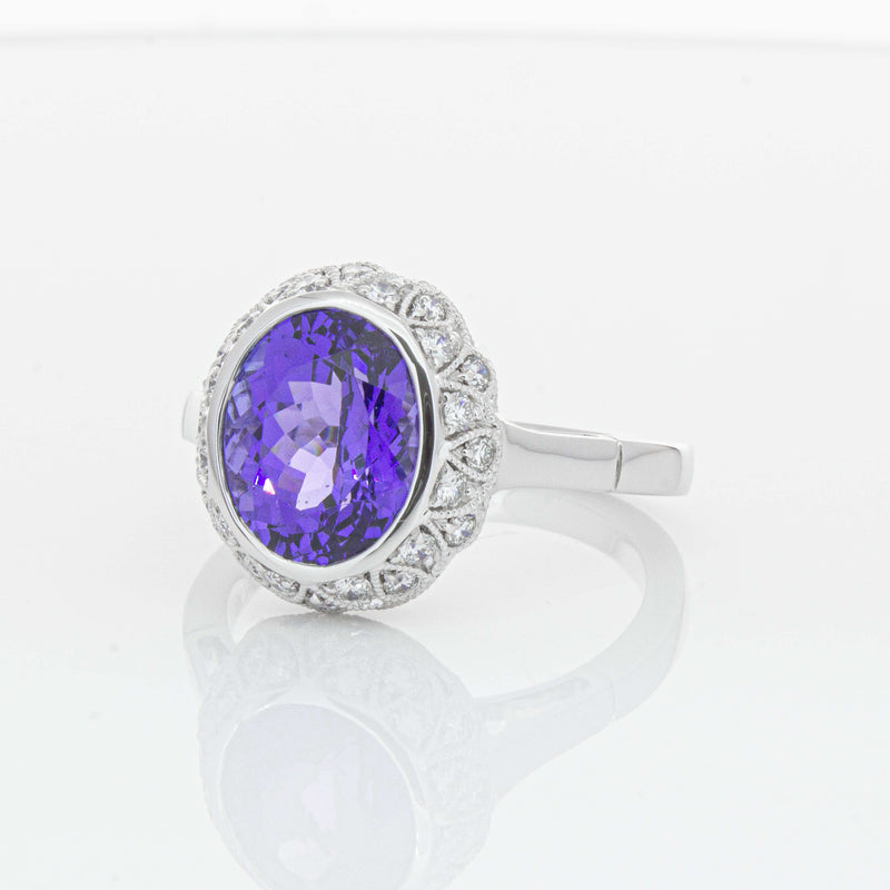 18ct White Gold 3.64ct Tanzanite & Diamond Dulce Ring-Ring-Walker & Hall