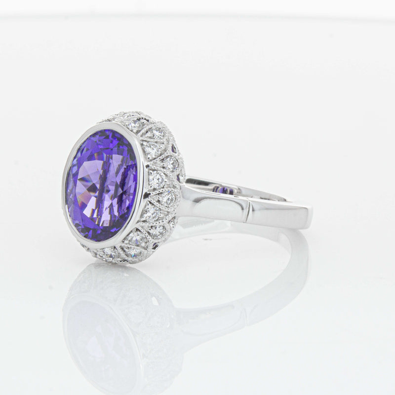 18ct White Gold 3.64ct Tanzanite & Diamond Dulce Ring-Ring-Walker & Hall