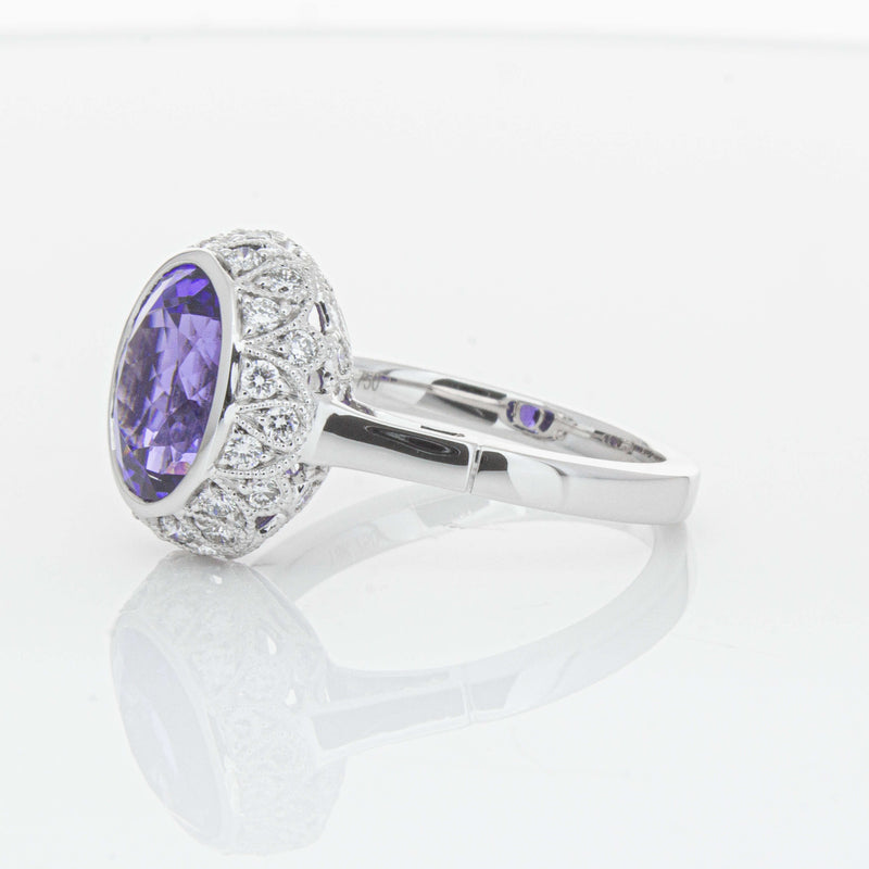 18ct White Gold 3.64ct Tanzanite & Diamond Dulce Ring-Ring-Walker & Hall