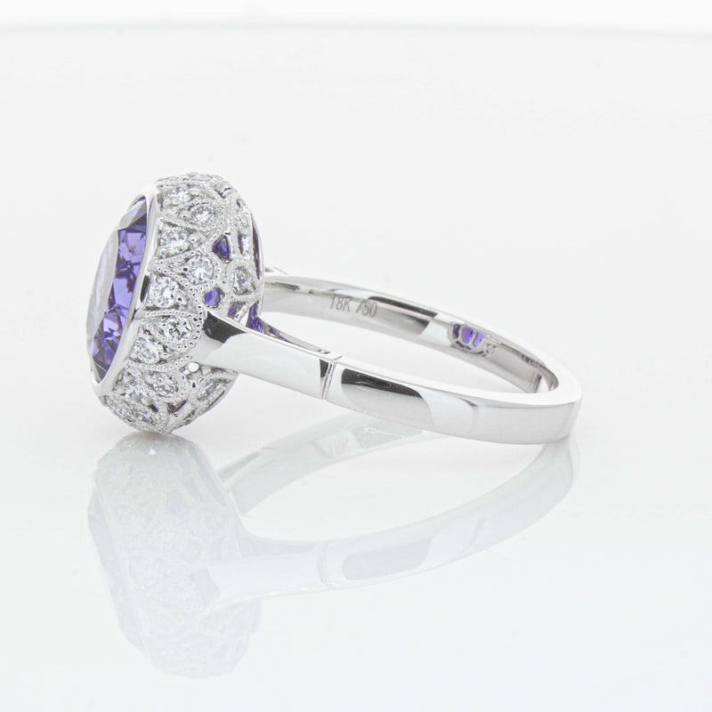 18ct White Gold 3.64ct Tanzanite & Diamond Dulce Ring-Ring-Walker & Hall