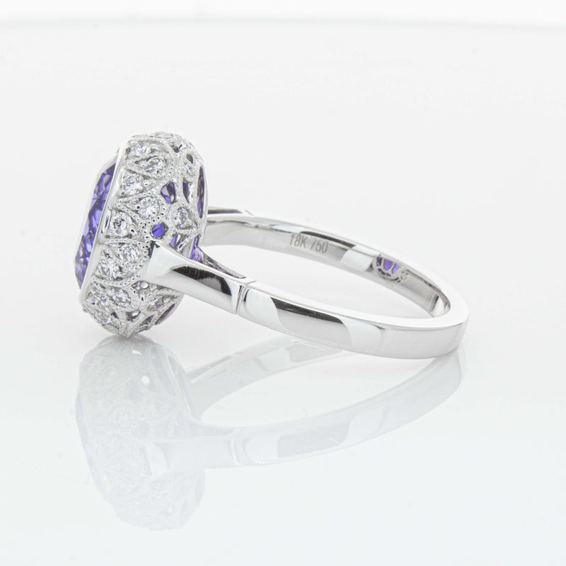 18ct White Gold 3.64ct Tanzanite & Diamond Dulce Ring-Ring-Walker & Hall