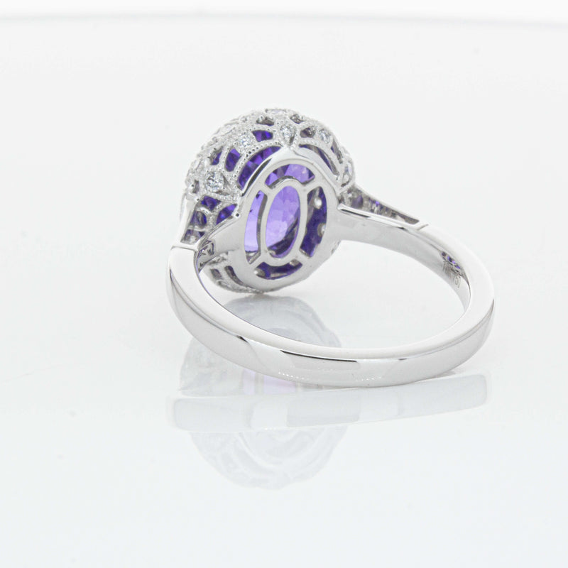 18ct White Gold 3.64ct Tanzanite & Diamond Dulce Ring-Ring-Walker & Hall