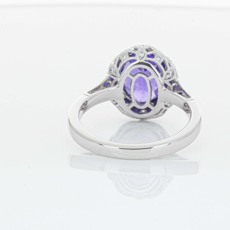 18ct White Gold 3.64ct Tanzanite & Diamond Dulce Ring-Ring-Walker & Hall
